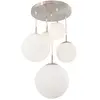 Besselink licht Steinhauer Suspension Bollique, acier, blanc opalin, verre, 5 lampes rondes