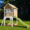 AXI Cabane Sur Pilotis En Bois Avec Toboggan Et Bac À Sable Vert Citron