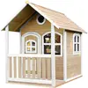 AXI Maisonnette enfant avec fenêtres & véranda, en bois FSC, marron/blanc