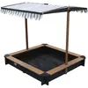 Pragma Bac à sable avec toit, en bois FSC, anthracite/brun, 118x118 cm