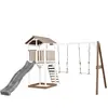 AXI Beach Tower avec Balancoire Double Marron Blanc Toboggan Gris
