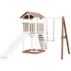 AXI Beach Tower avec Balancoire Simple Marron Blanc Toboggan Blanc