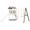 AXI Beach Tower avec Balancoire Double Marron Blanc Toboggan Blanc