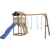 AXI Beach Tower avec Balancoire Double Marron Bleu Toboggan