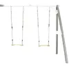 Axi Portique Mural En Bois Gris Blanc 2 Balançoires 160x244x207cm
