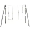 Axi Portique Double 2 Balancoires En Bois Gris Blanc 160x254x207cm