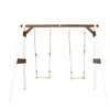 Axi Portique Double 2 Balancoires En Bois Blanc Marron 160x254x207cm