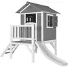 Axi maison enfant beach lodge xl en gris avec toboggan blanc  en bois fsc