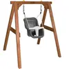 Portique, balançoire en bois brun et gris pour bébé Axi