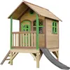 AXI Maisonnette enfant avec toboggan gris, en bois FSC, marron/vert