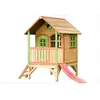 AXI Maisonnette enfant avec toboggan rouge, en bois FSC, marron/vert