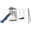 Aire de jeu avec 1 balançoire nid ovale et toboggan bleu Axi