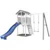 Aire de jeux 1 balançoire bois et toboggan blanc Axi