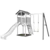 Aire de jeux 1 balançoire bois et toboggan blanc Axi
