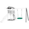Aire de jeux 1 balançoire nid rond et toboggan bleu Axi