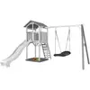 Aire de jeu avec 1 balançoire nid ovale et toboggan bleu Axi