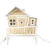 Cabane asymétrique en bois sur pilotis avec toboggan 118 cm blanc Axi