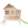 Cabane asymétrique en bois sur pilotis avec toboggan 118 cm blanc Axi