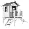 Axi Maisonnette Lodge Xl En Bois Blanc Gris Toboggan Blanc