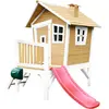 Maisonnette en bois écologique avec toboggan vert citron Axi