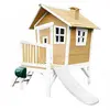 Maisonnette en bois écologique avec toboggan vert citron Axi