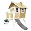 Axi Maisonnette enfant avec toboggan gris, en bois FSC, marron/blanc