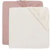 Lot de 2 draps housses en jersey Wild Rose-Ivory (40 x 80 cm)