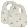 Jollein 029-864-66095 Lot de 2 bavoirs imperméables Motif ourson Blanc