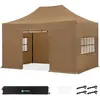 Vonroc Tente De Réception Pliante 3x4,5 M Beige Avec Parois Latérales ...