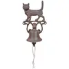 Esschert Design Cloche murale en fonte avec animal décoratif Chat Brun