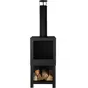 Esschert Design Cheminée d'extérieur avec rangement de bois Noir FF410