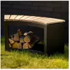 FANCY FLAMES Banc acier et bois avec rangement à bûches Incurvé