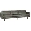 WOOOD Grand canapé cuir recyclé rétro 3 vert kaki