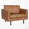 WOOOD Fauteuil salon rétro cuir chocolat