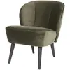 WOOOD Fauteuil cocktail en velours - Vert kaki - sara