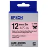 Cartouche d'encre Epson LK-4PBK pour LabelWorks LW-C410 et LW-C610 Noir sur Rose