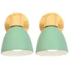 STOEX 2X Applique Murale Nordique en Bois, Applique Murale Moderne Lampe Murale Rétro Vintage Pour Intérieur Chambre Café Bar Salon Vert