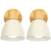 STOEX 2X Applique Murale Nordique En Bois, Applique Murale Moderne Lampe Murale Rétro Vintage Pour Intérieur Chambre Café Bar Salon Blanc