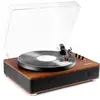 Fenton RP162D - Platine vinyle rétro hifi avec Bluetooth et haut-parleurs - Marron Foncé
