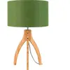 Lampe de table en bambou abat-jour en lin vert forêt 36x54cm Annapurna - Good & Mojo