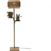 Good & Mojo Lampadaire en bambou naturel avec abat-jour en bois noir et naturel 160x40 cm Bhoutan