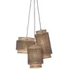 Suspension avec 3 abat-jours en bambou noir et naturel 20x35 cm Bhoutan - Good & Mojo