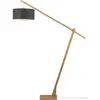 Lampadaire en bambou naturel abat-jour en lin gris foncé 207cm Montblanc - Good & Moj