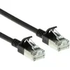ACT Black 1.5 meter LSZH U/FTP CAT6A datacenter slimline patch cable snagless with RJ45 connectors (