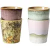 HKliving - Tasses à café en grès - Set de 4 Rose taille unique