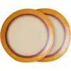 HKliving - Assiettes en grès - Set de 2 Orange taille unique
