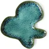 Assiette organique en grès bleu 39,5x38cm Shell Teal - HKLIVING