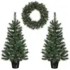 Black Box Lot de 2 sapins de noël artificiel et 1 couronne LED