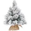 Black Box Sapin de noël artificiel effet givre avec toile de jute H60