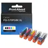 PrintAbout Cartouche compatible Canon PGI-570 XL / CLI-571 XL PGBK/C/M/Y/BK - 5 couleurs - Grande capacité - Multipack
